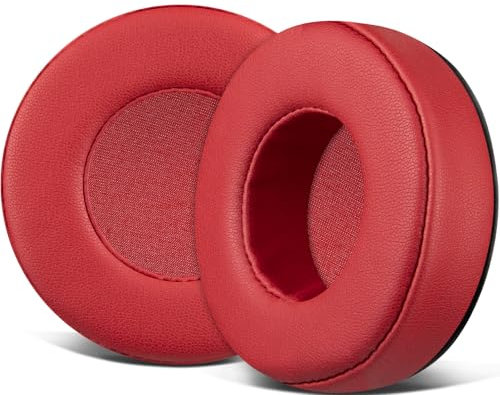 SOULWIT Earpads Replacement for Skullcandy Hesh & Hesh 2 Wireless Over-Ear Headphones, Ear Pads Cushions with Soft Protein Leather, Noise Isolation Foam - Red