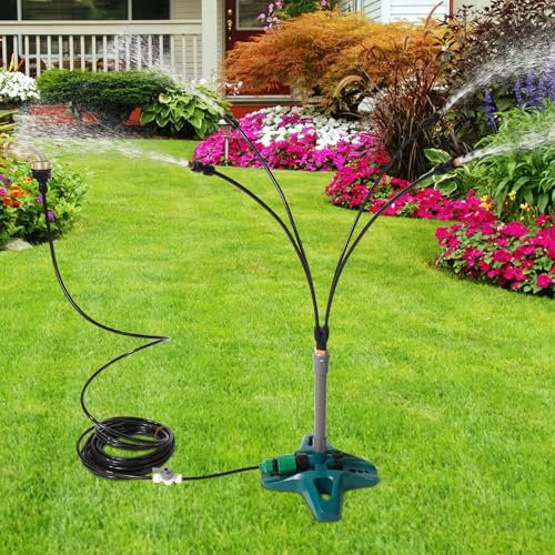 Lyreh Système de Brumisation sur Pied Vert, 68,58x25x20,7cm Vaporisateur Portable pour Terrasse Extérieure pour Piscine Jardin Activités Aquatiques Barbecue Fête