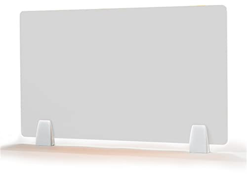 Panneau de confidentialité en acrylique pour bureau avec 2 pinces - Idéal pour l'école et le bureau - 30 x 100 cm - Blanc