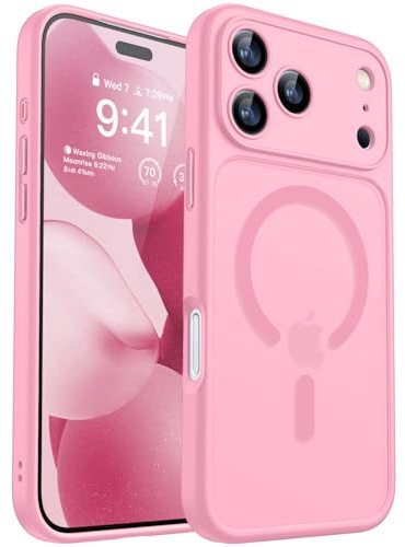 CANSHN Cover Magnetica per iPhone 17 Pro Max(6,9 Pollici), Compatibile con MagSafe, [Protezione Completa Della Fotocamera], Custodia Traslucida Opaca Protettiva Sottile Antiurto,Rosa
