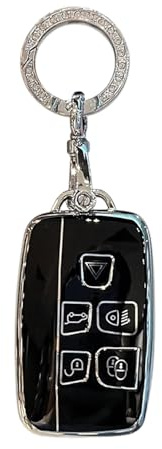 Schlüsselanhänger Hülle passend für Land Rover Range Rover Sport/Evoque/Velar/Discovery, Jaguar XF/XE/XJ Smart Schlüssel, schwarz mit Strass