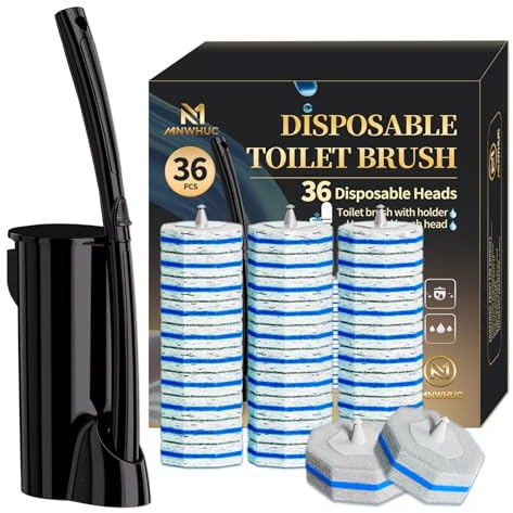 Disposable Toilet Bowl Brush with 36 Toilet Wand Refills Pads Replacement Heads, Toilet Cleaning Stick,Toilet Bowl Cleaner Wands Holder and Set, Toilet Cleaning System Starter Kit