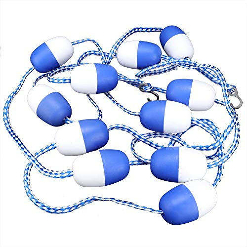 ZYLARUM Pool Protection Rope 5M | Floating Lane Divider with 11 Buoy Balls | Nylon Swimming Lane Line for Pools/Waterways/Beaches | High Visibility Blue & White Design