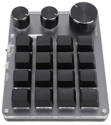XUMIUZIY Clavier 16 Touches, 3 Boutons BT 2,4 G Filaire, 3 Modes, Clavier Mécanique Personnalisable avec Boutons en Alliage D'aluminium, Capuchons de Touches en Acrylique ABS, pour Winos (Black)