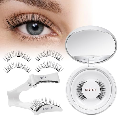 Faux Cils Magnetique, Cils Magnetique Naturel Réutilisables avec Applicateur, Aucune Colle Nécessaire QUEWEL Faux Cils Magnetique facile à porter et à enlever avec instructions (K-03)