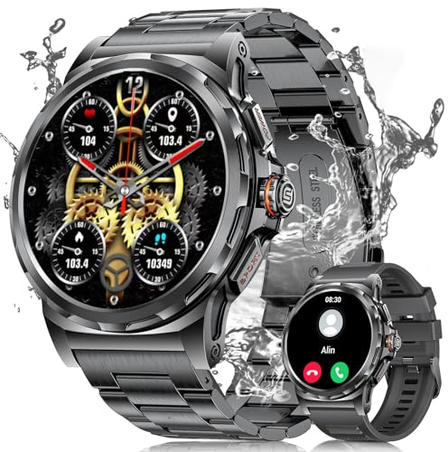 LIGE Smart Watches for Men Answer/Make Calls, 1.43 AMOLED Smartwatch, 110+ Sport Modes Fitness Watch with Heart Rate/Sleep Monitor, 40mm Watch for Android iOS Phones compatible, Matte Black