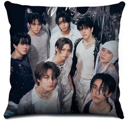 Roffatide KPOP Stray Kids Zierkissen für Stay 45 * 45 cm quadratisches Kissen für Sofa Schlafzimmer Auto Geschenk für Fans Stil J
