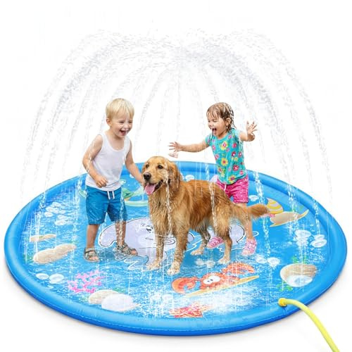 Splash Pad, 170CM Wasserspielmatte Sprinklermatte Kinder Sommer Outdoor