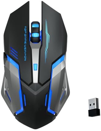 Wireless Gam-ing Mouse - Ergonomic Mouse | USB Mice Rechargeable, PC Gam-ing Mice Wireless Rechargeable, Breathing LED Light Up Mouses USB Cordless Ergonomic Mouses Gamers With 6 Silent Buttons For PC