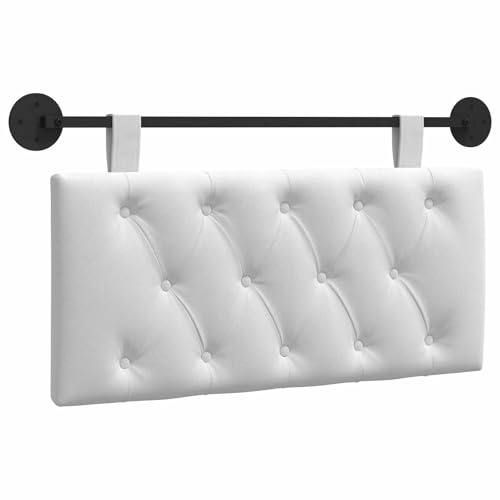 vidaXL Hängendes Kopfteil Weiß Stoff, Moderner Schlafzimmerkopf, rechteckiges Polster, Cozier Rückenlehne, minimalistische Deko, platzsparend