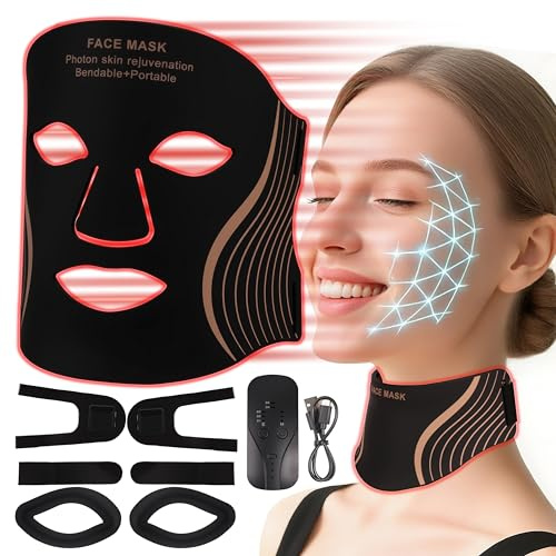 Aokitec LED Light Therapy Face & Neck Mask with 7 Color Modes