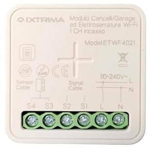 IXTRIMA Modulo Smart WiFi Tuya da Incasso per Cancelli Garage ed Elettroserrature 1 Canale Compatibile Alexa Google Home