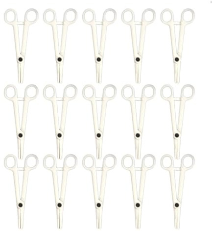 PLAFOPE Pinza per Piercing Monouso per Corpo, Plastica e Silicone, Bianca, Confezione da 25 Pezzi, per Uso Professionale
