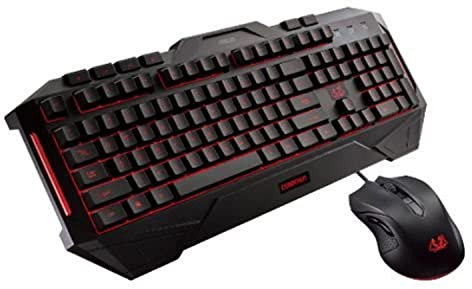 ASUS Cerberus - Tastiera da gioco con retroilluminazione a LED (layout del Regno Unito) e mouse ottico ambidestro - Nero