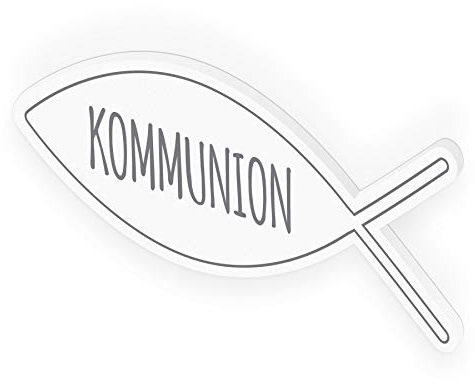 itenga Türschild Fisch Kommunion 30,0 x 11,5 cm Tischdeko Aufsteller Schild Deko Schrift (grau)