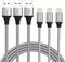 IWAVION iPhone Charger, 3pack 3ft/1m Lightning Cable, Nylon Braided MFi Certified USB Sync Cord for Fast Charging, Compatible With iPhone XS Max X XR 8 7 6s 6 Plus, iPad Mini - Silver/B