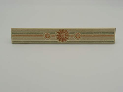 Ceramica Monica Listello Decorato Rivestimento Bagno - Art. 31031 - Misura 5 x 33 cm Spessore 7 mm - Ceramica Pasta Bianca - Confezione 12 Pezzi - Made in Italy