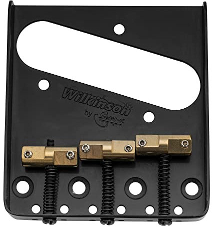Wilkinson WTB Ashtray Brass Compensated 3-Saddle Telecaster Bridge for Tele Guitar, Black