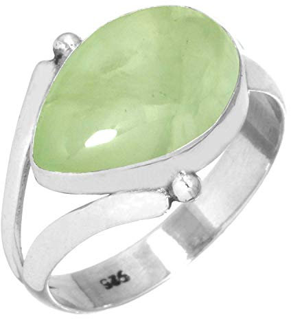 Jeweloporium Grün Echt Prehnit 925 Silber Ringe für Damen Edelstein viktorianisch Silber Ringe Größe 56(17.8) Weihnachten - Geschenk Handgefertigt Schmuck