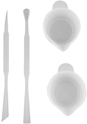 POFET 4 Stück Silikon Messbecher Kit, Einschließen Silikon Mischfarbenrührer zum Mischen von Epoxidharzen, 10ml Cup Messbecher Resin Zubehör, Geeignet für Epoxidharz, Resin Art