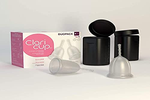 Claripharm Coupe Menstruelle Transparente/Box de Transport/Stérilisation Taille 3 2 Unités