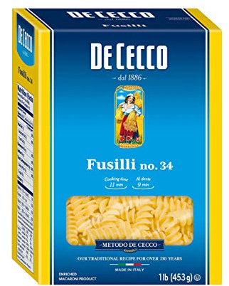De Cecco Lot de 10 pâtes de semolina Fusilli N°34 0,5 kg