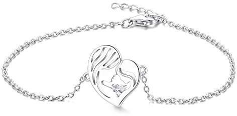 YL Mutter und Tochter Armband 925 Sterling Silber Schnitt April Geburtsstein Weiß Zirkonia Herz Armband für Mutter Damen