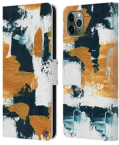 Head Case Designs Officially Licensed Haley Bush Abstract Navy Gold White Pattern Painting Leather Wallet Case Compatible With Apple iPhone 11 Pro Max