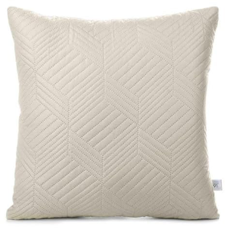Design91 BONI2 Dekorativer Kissenbezug, gesteppt, einfarbig, 40 x 40 cm, Eierfarben, Sofakissenbezug, gesteppt, cremefarben