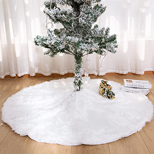 UNKCEST Premium Weihnachtsbaum Rock, φ 36 Zoll / 90cm Weiß, Weihnachtsbaumdecke, Christmas Tree Skirt, Runde Form Christbaumständer, Abdeckung für Weihnachtsbaum, Verzierung, Weihnachtsdeko