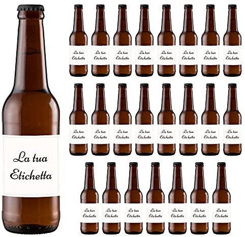24 bottiglie di birra Personalizzate - Idea esclusiva e originale per bomboniere di matrimonio, comunione, battesimo e anniversario (La tua etichetta, 0,33 L)