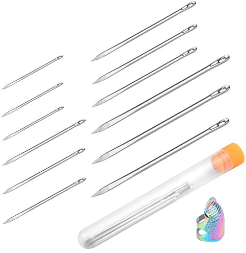 13 Stück Leder Nähnadeln Set, 4 Größen Scharfe Dreiecksnadel, Leder Hand Nähen Nadeln, Handnähnadel Kit für Polster, Teppich Leinwand Reparatur Polster Nähnadeln