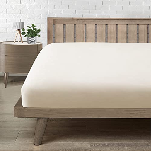 Drap Housse 140x190, Drap Housse 140x200 Bonnet 30 cm 2 Personnes, Microfibre Confortable et Respirant Housse Matelas Beige