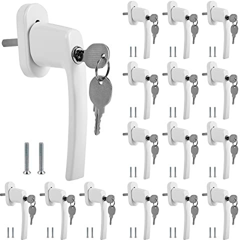 Randaco fenstergriff abschließbar aluminiumlegierung，fenstergriff kindersicherung 16 Stück mit Schloss in Stiftlänge 35mm，Fensterschloss in Weiß