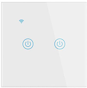 Lancoon Interrupteur Mural Tactile Télécommande Intelligente sans Fil Prise en Charge de la Commande Vocale Partage de la Famille Fonction de Minuterie Fil Neutre Requis(Blanc, 2Gang)