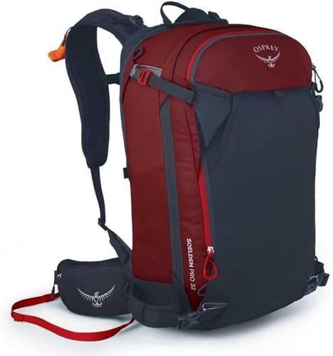 Osprey Soelden Pro 32L Men's Ski and Snowboard Backpack with E2 Airbag System, Red Mountain