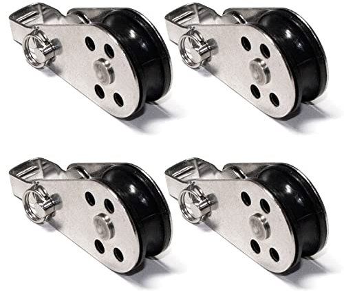 PRIOstahl Seilrolle Umlenkrollen Blockseilrollen Nylonrolle Rollen Flaschenzug Lastrollen x 4 Stück 25 mm für Seile: Ø 6,5 mm Drahtseil Seilwinde Fitness Boot Tragkraft: 350 Kg aus Edelstahl V2A