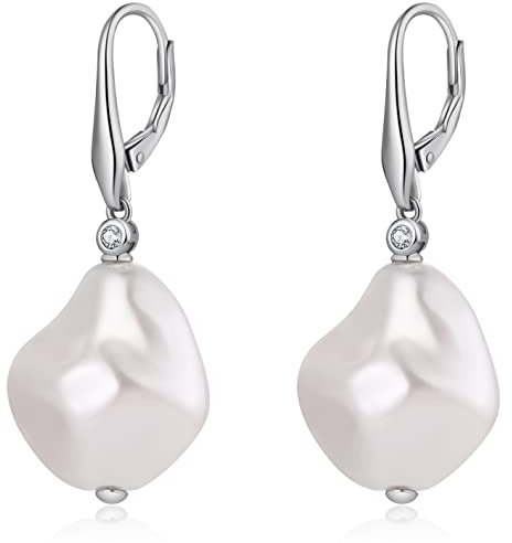 jiamiaoi Perlenohrringe Hängend Silber 925 Perlen Ohrringe Hängend Damen Ohrringe Perle Ohrringe Silber Lang Hängend Ohrringe Silber 925 Perle Perlen Ohrhänger Echte Perlenohrringe