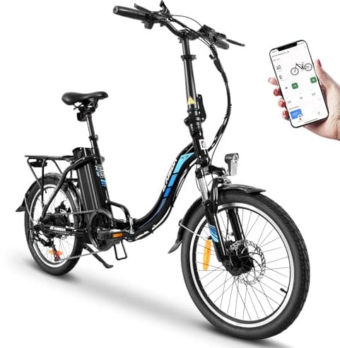 KAISDA E-Bike Klapprad Elektrofahrrad 20 Zoll,Alu mit 250w Motor 36V/13Ah Abnehmbarem Li-ion,7-Gang,Elektrofahrrad für Damen und Herren,Sitzhöhe Verstellbar,CityPendler,akku Bis100km(Schwarz)