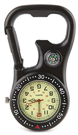 Rock Climbing Carabiner Luminous Watch Hang Buckle Compass Bottle Opener Analog Display Quartz Movement