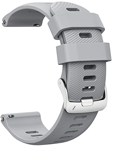 ANBEST 18mm Silikon Armband für Garmin Vivoactive 4S/Forerunner 255S/265S/Venu 2S Armband, 18mm Quick Release Armband für Vivomove 3S/Withings Ersatzarmband, Grau