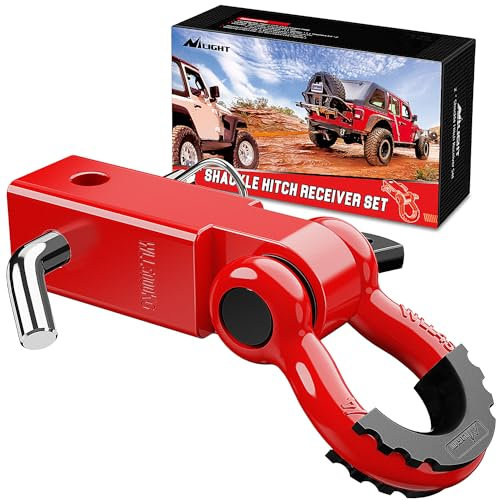 Nilight Ricevitore gancio gancio 5,1 cm 20,411 kg resistenza alla rottura 3/4 anello D Grillo con perno di traino resistente kit di recupero solido per camion Jeep fuoristrada