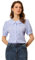 Allegra K Chemisier à Carreaux pour Femmes Contraste à Manches Courtes Bouffantes Haut Chemise à col Claudine Bleu S