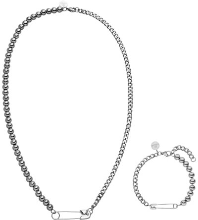 Purelei® Kipi Schmuckset (Silber), Unisex Schmuckset aus langlebigem Edelstahl, Wasserfeste Halskette und Ohrringe mit Stecknadel für Damen und Herren