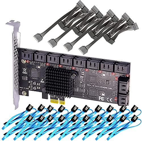 GLOTRENDS SA3120-C 20-Port PCIe X1 SATA Erweiterungskarte mit SATA und Stromkabeln, kompatibel mit Windows, Linux, Mac OS, NAS