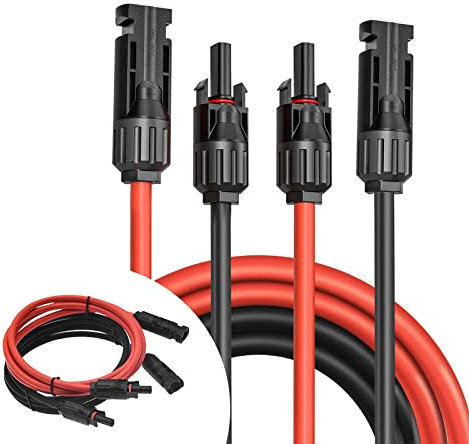 RUIZHI Solar Panel Extension Cable, 4mm² 5m Solar Panel Cable, professional solar cable, for Solar Panels,for photovoltaic cable, for solar power station, IP67 waterproof plug (12AWG 5m)