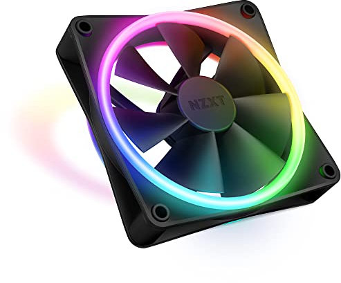 NZXT F120 RGB Duo - 120mm Dual-Sided RGB Fan – 20 Individually Addressable LEDs – Balanced Airflow and Static Pressure – Fluid Dynamic Bearing – PWM Control – Anti-Vibration Rubber Corners – Black