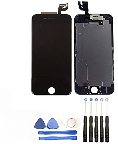 JUANIO Pantalla Completa en Marco Compatible con iPhone 6S Negro + Herramientas