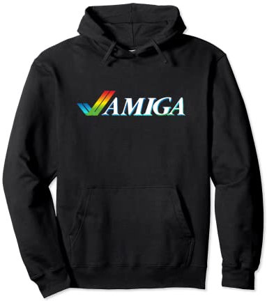 Amiga Tick Retro-Computer, Regenbogen-Stil, Weiß Pullover Hoodie