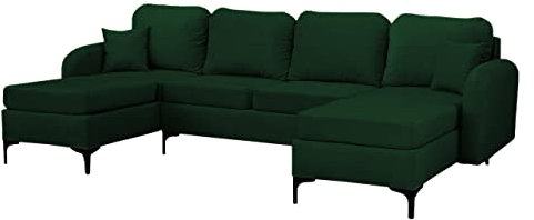 Mirjan24 Ecksofa Vadrin U mit Bettkasten und Schlaffunktion, 4 Sitzer Symmetrisches Eckcouch, U-Form Sofa für Wohnzimmer, Polsterecke mit Bettfunktion, Wohnlandschaft (Manila 35)